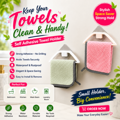 Smart Towel Holder, Creative Bathroom Kitchen Towel Hanger, Adhesive Towel Holder Magic Flexible Sticker Strong Suction