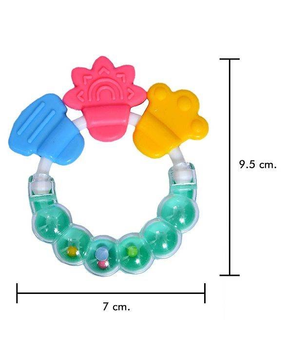 1ps Baby Rattles Silicone Teether Toys, Grasping Toy Sensory Teething Rattle