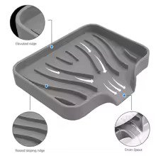 Silicone Soap Dish & Tray - Self Draining, Durable Rubber with Drainage - Kitchen & Shower Soap Holder