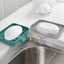 Silicone Soap Dish & Tray - Self Draining, Durable Rubber with Drainage - Kitchen & Shower Soap Holder