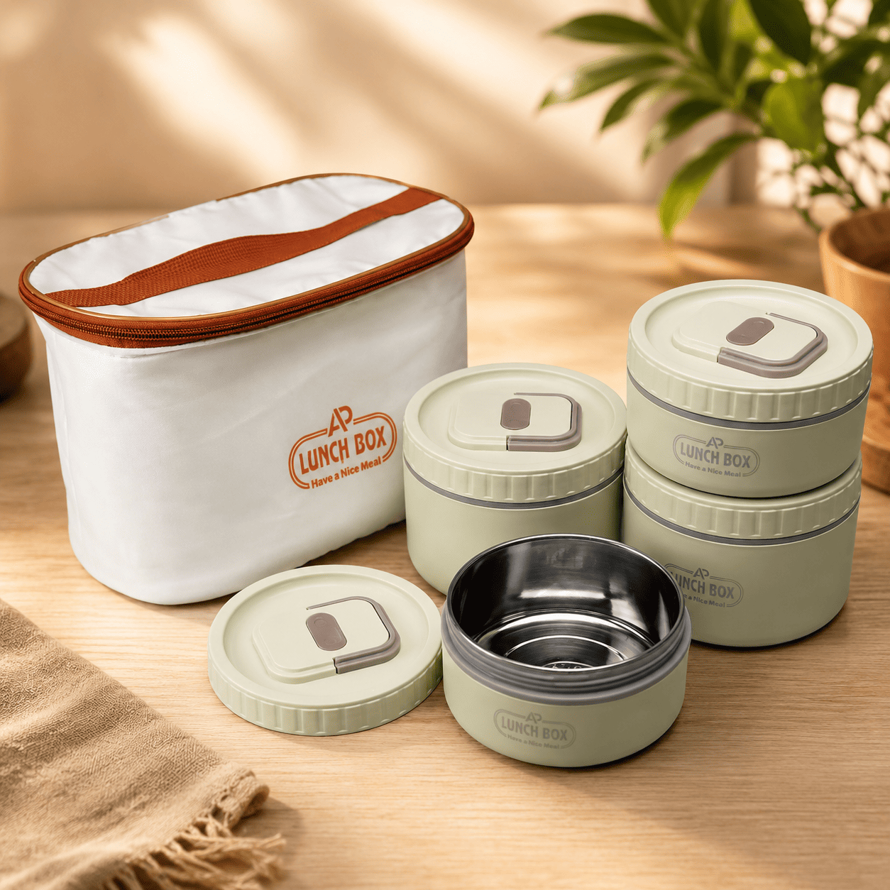 4 layer Thermal Lunch Box With Aluminum Foil Bag